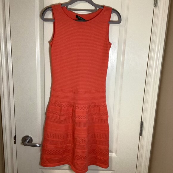 Lauren Ralph Lauren Women's Orange Knit Sleeveless Mini Dress Size XS Colorful - Picture 1 of 8